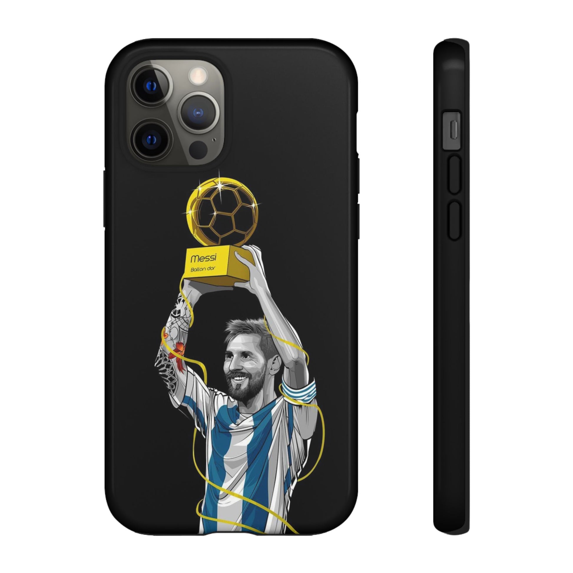 Messi Ballon Dor Black Phone Case - Tough Cases for Soccer Fans - Roe Creation