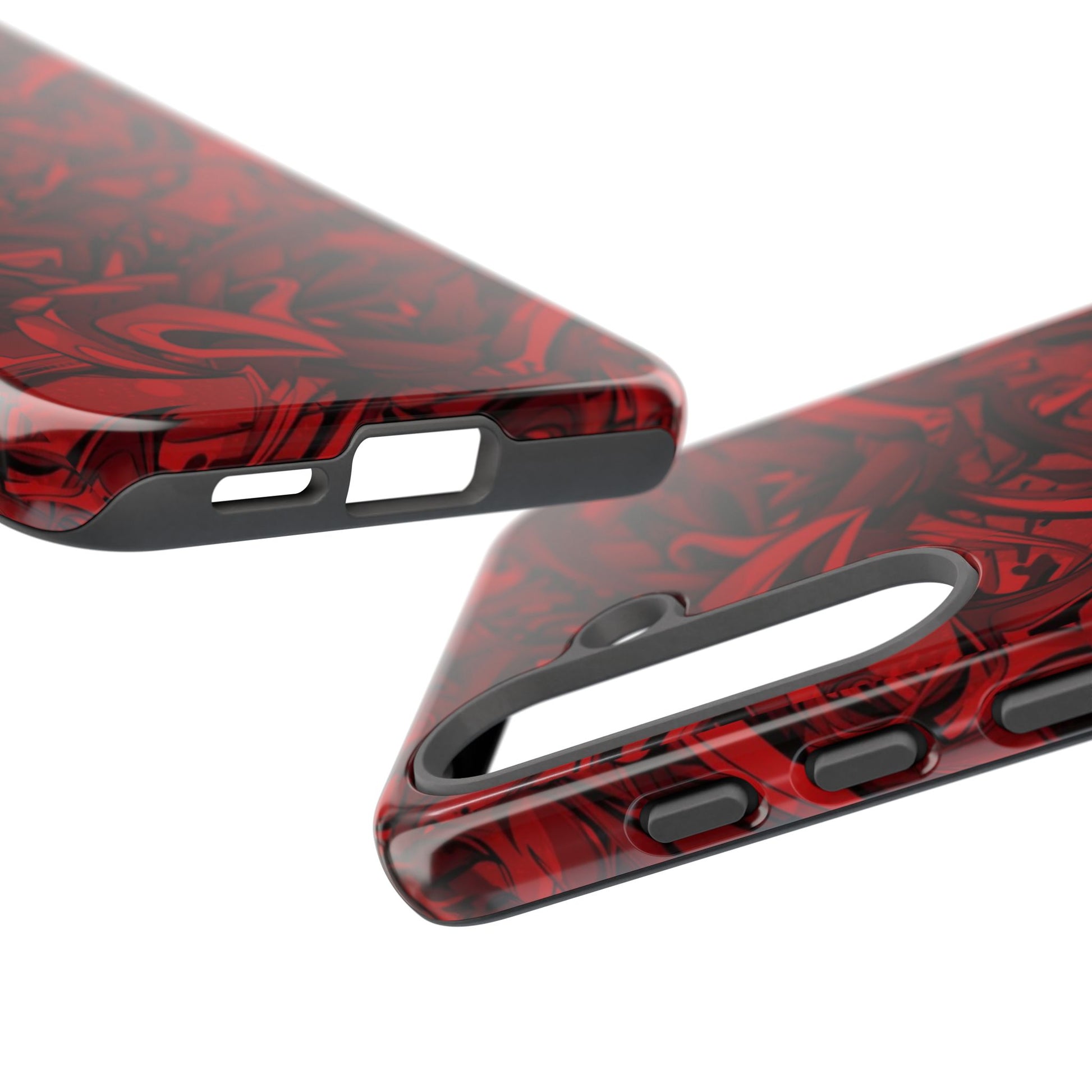 Abstract Pattern Red Black Tough Phone Cases: Bold Red Artistic Phone Case for Trendsetters - Roe Creation
