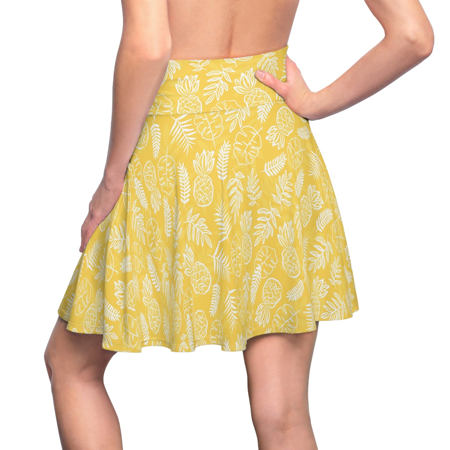 Tropical Print Women Skater Skirt - Bright Floral Design for Summer Days