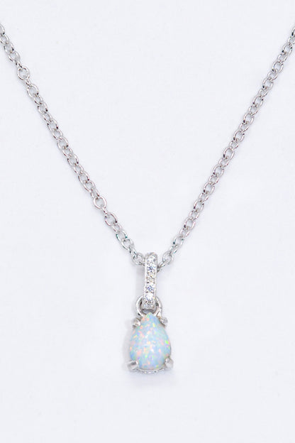 Opal Pendant 925 Sterling Silver Chain-Link Necklace - Roe Creation