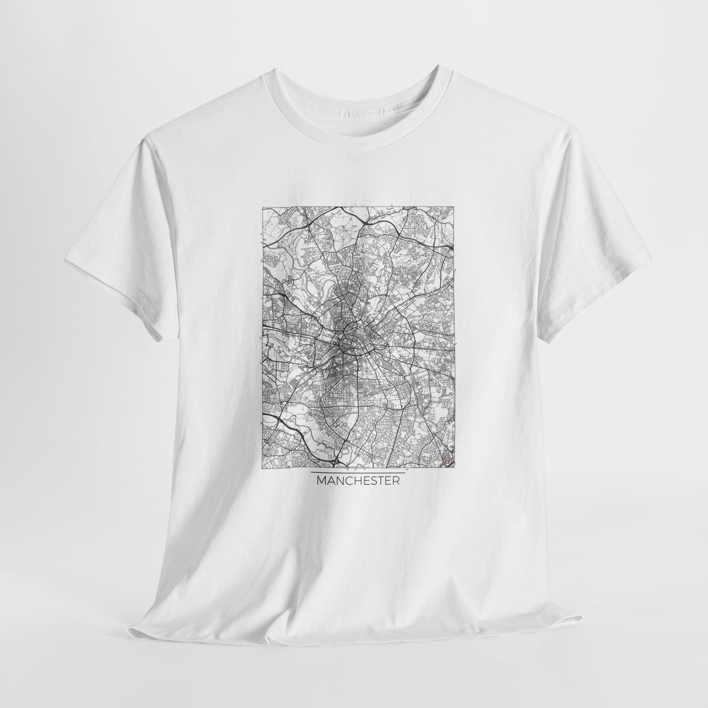 Manchester Map Unisex Heavy Cotton Tee - Stylish City Art T-Shirt - Roe Creation