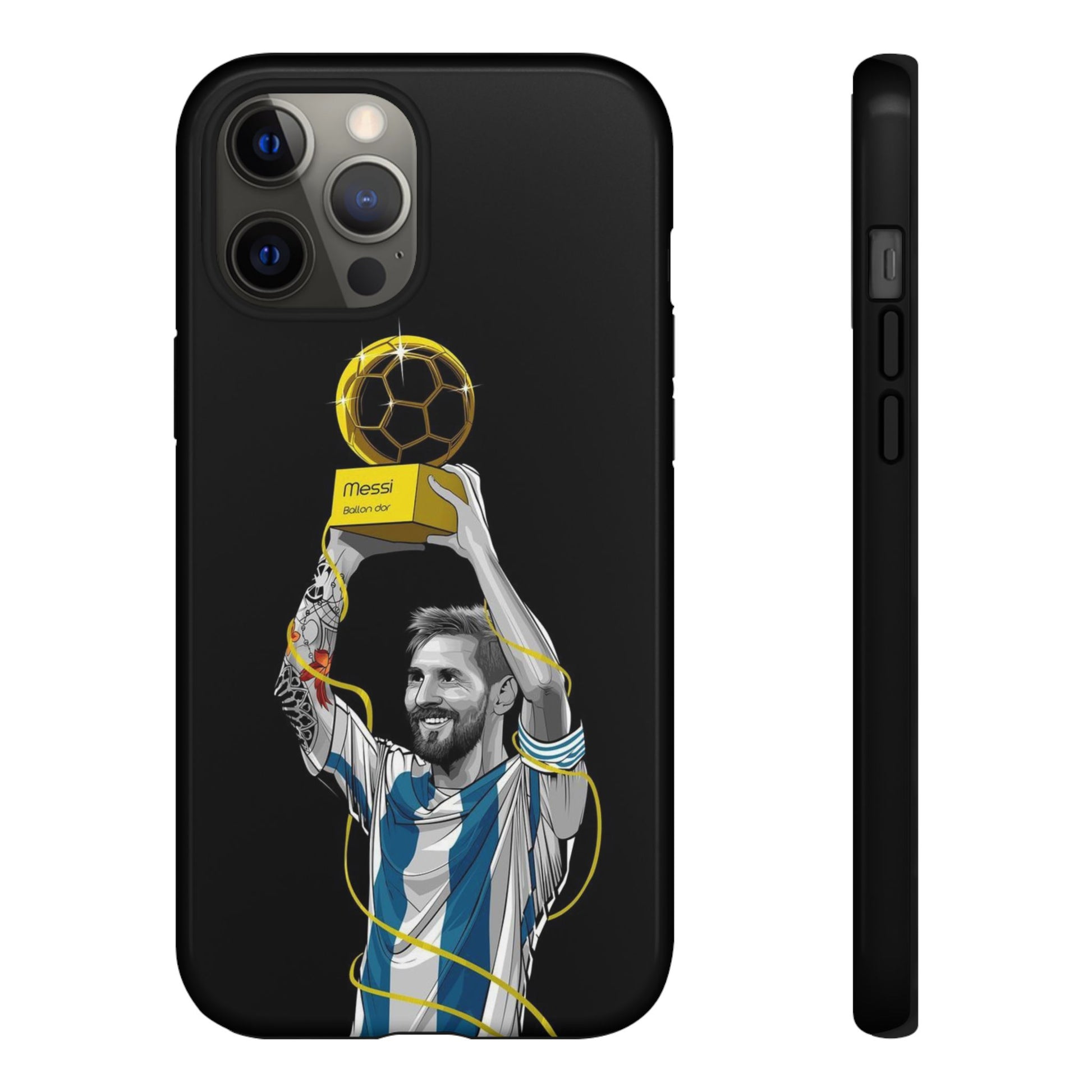 Messi Ballon Dor Black Phone Case - Tough Cases for Soccer Fans - Roe Creation