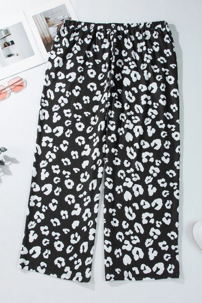 Plus Size Leopard Elastic Waist Pants - Roe Creation