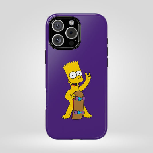 Fun Bart Simpson Skateboard Phone Case - Tough and Stylish.