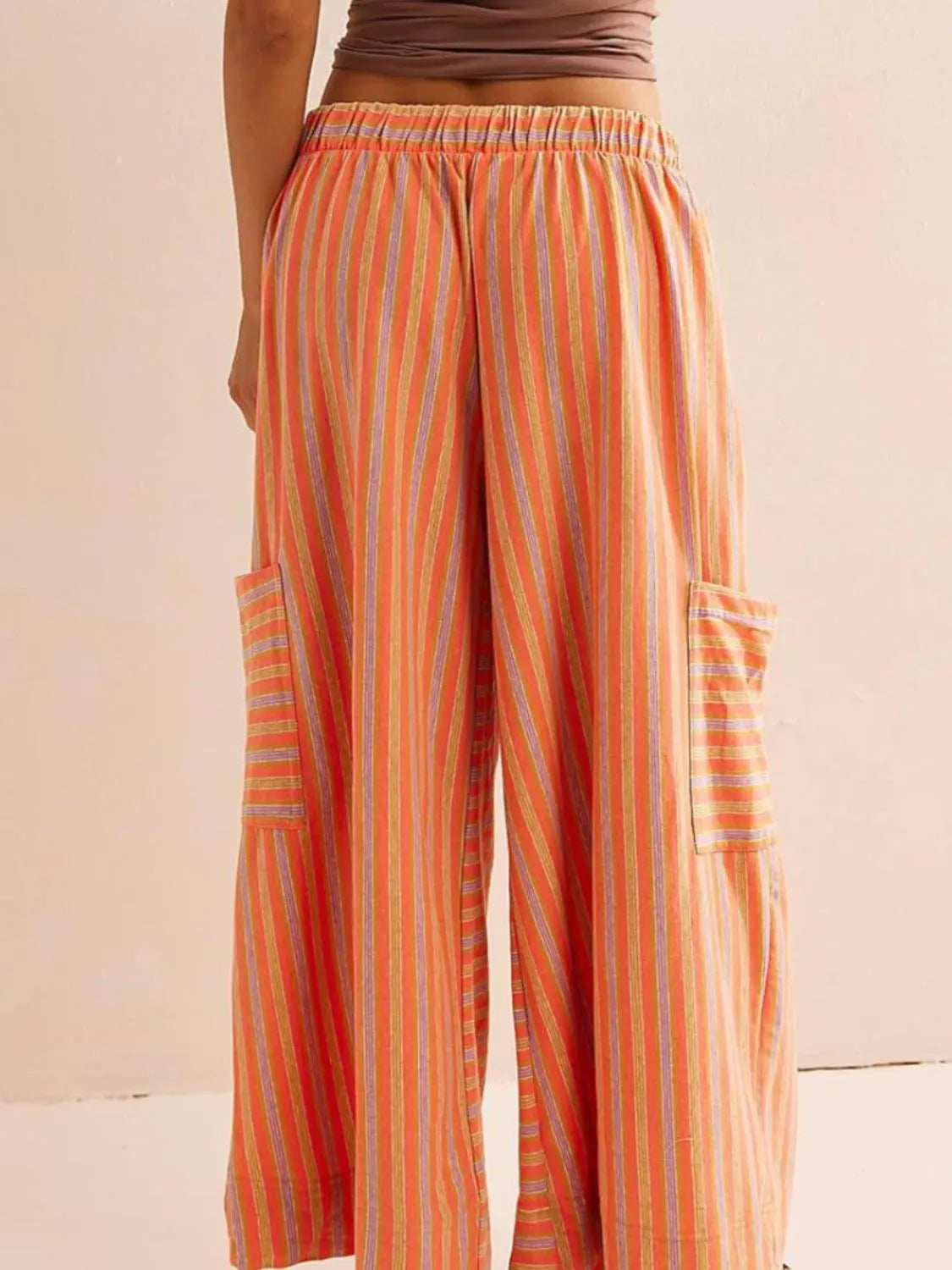 Contrast Striped Wide leg Pants - Roe Creation