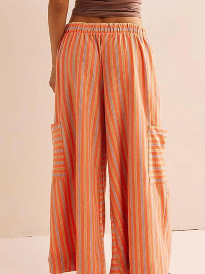 Contrast Striped Wide leg Pants - Roe Creation