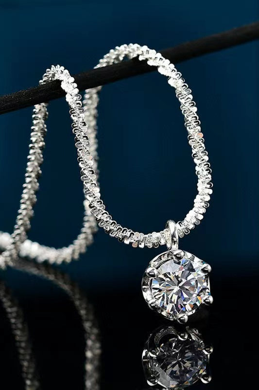 1 Carat Moissanite 925 Sterling Silver Necklace - Roe Creation