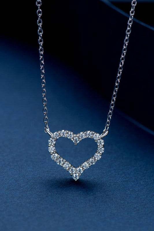 Adored Moissanite Platinum-Plated Heart Necklace - Roe Creation