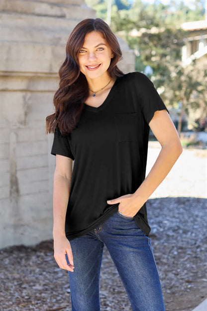 Basic Bae Bamboo Full Size V-Neck Short Sleeve T-Shirt - Roe Creation