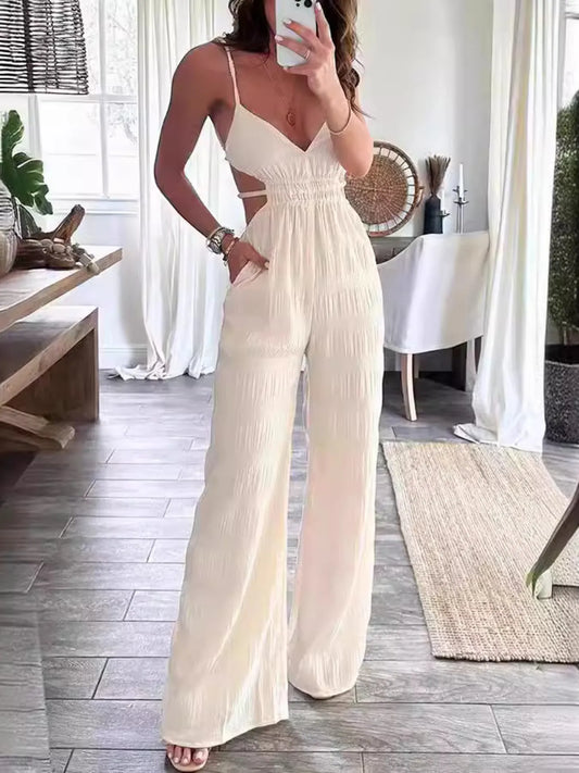 Cut-Out Wide Leg Jumpsuit - Roe Creation