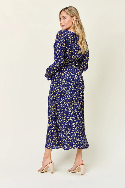 Double Take Full Size Tie Back Flounce Sleeve Dress - Roe Creation