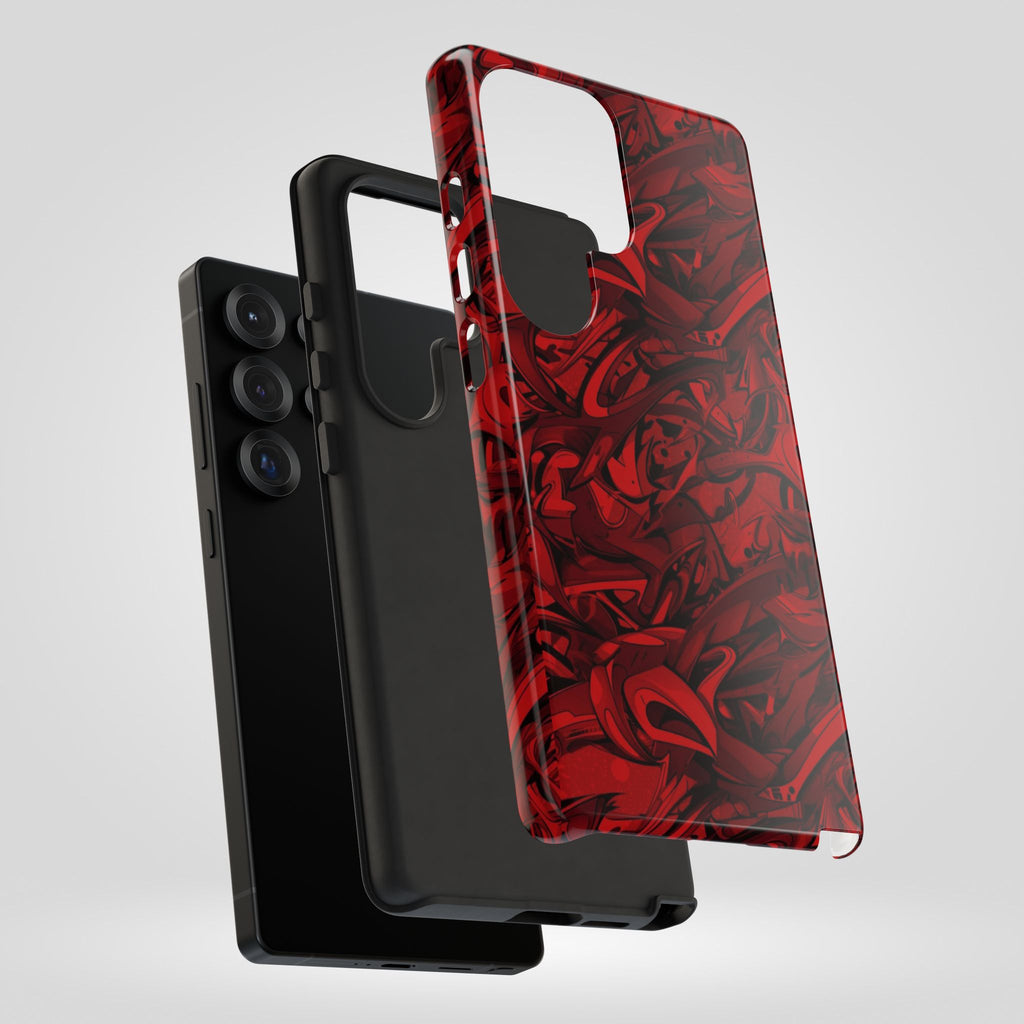 Abstract Pattern Red Black Tough Phone Cases: Bold Red Artistic Phone Case for Trendsetters - Roe Creation