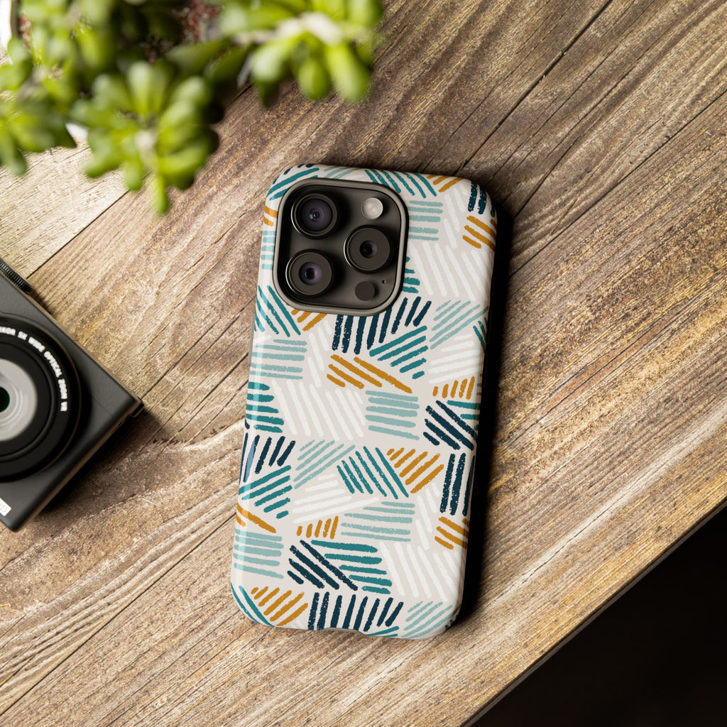 Stylish Tough Phone Case with Geometric Design - Roe Creation