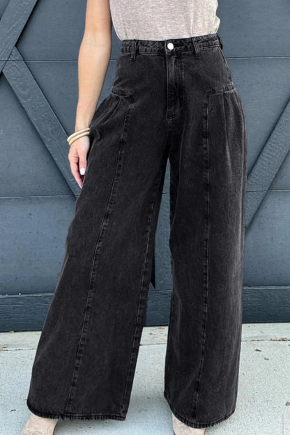 High Rise Wide Leg Jeans with Pockets - Roe Creation