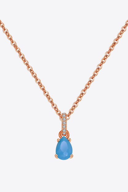 Teardrop Turquoise 4-Prong Pendant Necklace - Roe Creation