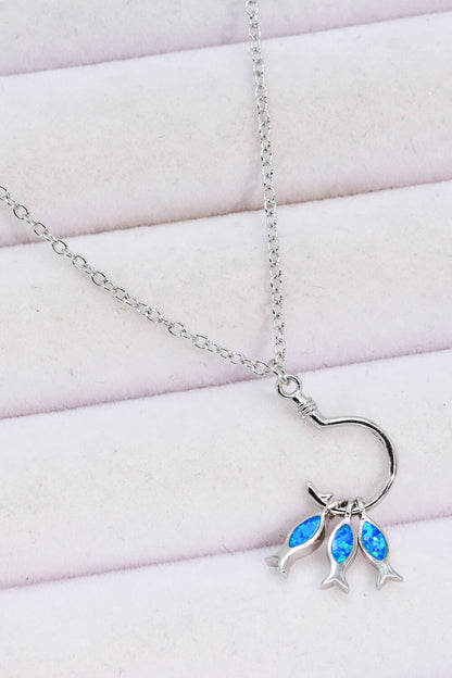 Opal Fish 925 Sterling Silver Necklace - Roe Creation