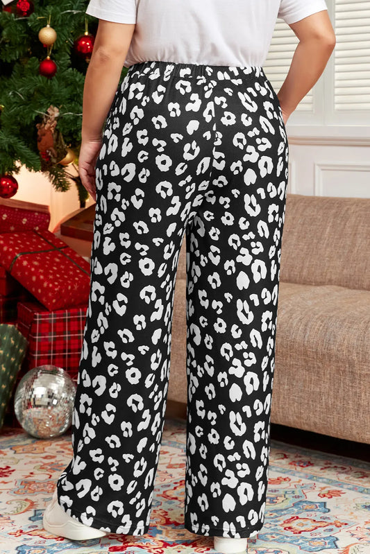Plus Size Leopard Elastic Waist Pants - Roe Creation