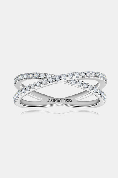 Moissanite 925 Sterling Silver Crisscross Ring - Roe Creation