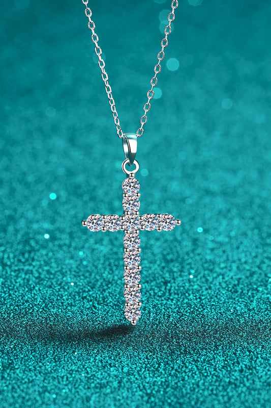 Adored 925 Sterling Silver Cross Moissanite Necklace - Roe Creation