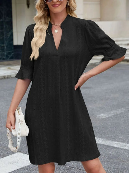 Eyelet Flounce Sleeve Mini Dress - Roe Creation