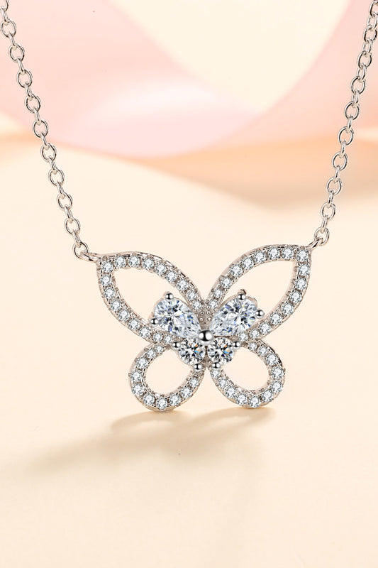 Moissanite Butterfly Pendant Necklace - Roe Creation