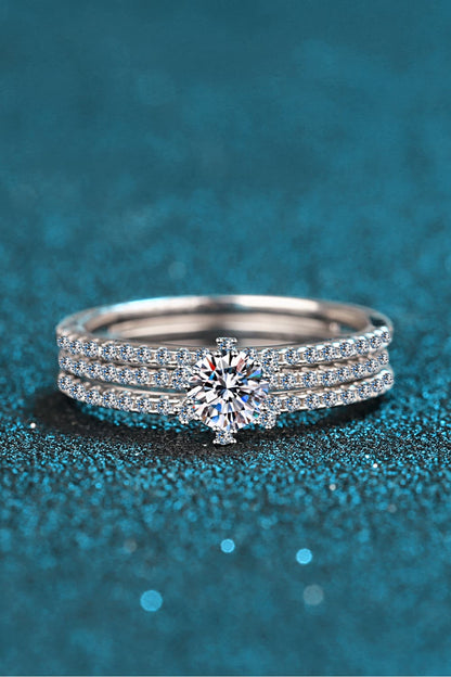 Moissanite 925 Sterling Silver Ring Set - Roe Creation