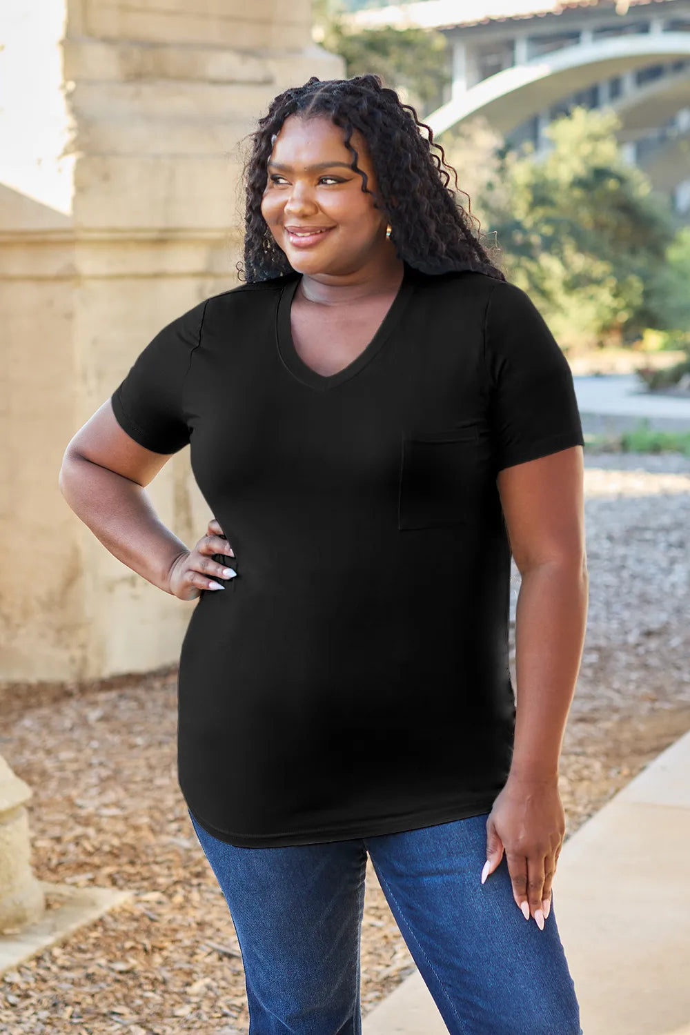 Basic Bae Bamboo Full Size V-Neck Short Sleeve T-Shirt - Roe Creation