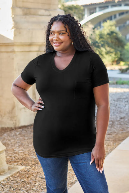 Basic Bae Bamboo Full Size V-Neck Short Sleeve T-Shirt - Roe Creation