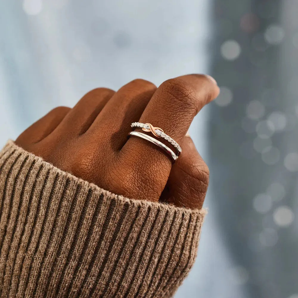 Double-Layered Zircon 925 Sterling Silver Ring - Roe Creation