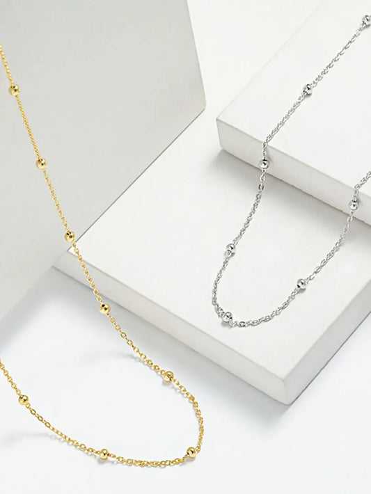 925 Sterling Silver Beaded Necklace - Roe Creation