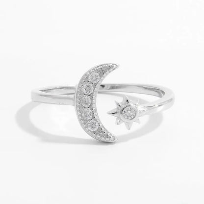 925 Sterling Silver Moon Open Ring - Roe Creation