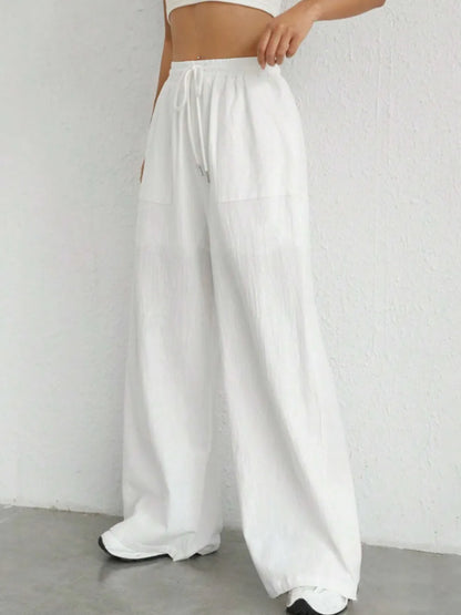 Drawstring Wide Leg Pants - Roe Creation