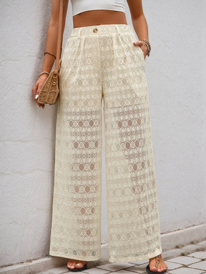 Decorative Button Wide Leg Pants - Roe Creation