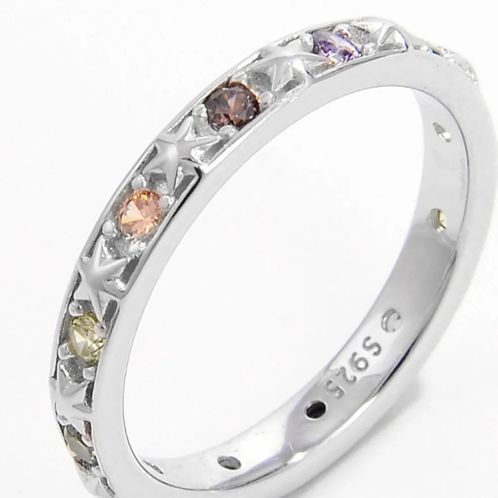 925 Sterling Silver Inlaid Zircon Ring - Roe Creation