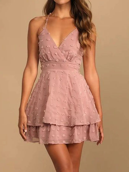 Swiss Dot V-Neck Cami Dress - Roe Creation