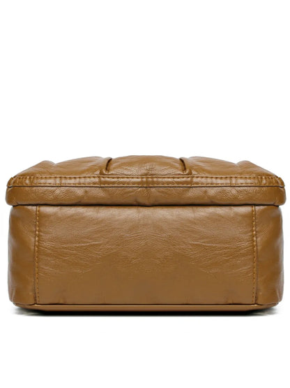 PU Leather Ruched Adjustable Strap Shoulder Bag - Roe Creation