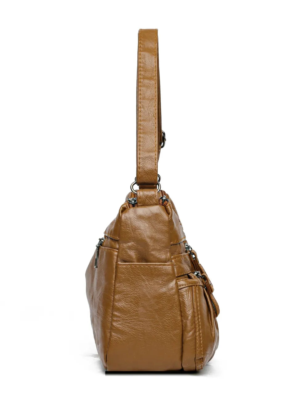 PU Leather Ruched Adjustable Strap Shoulder Bag - Roe Creation