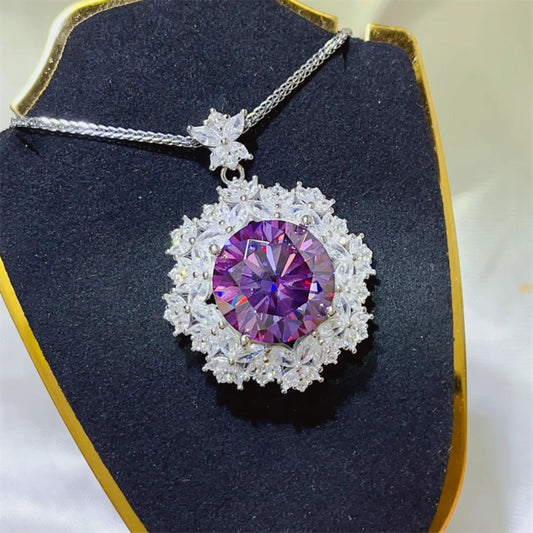 10 Carat Moissanite 925 Sterling Silver Necklace - Roe Creation