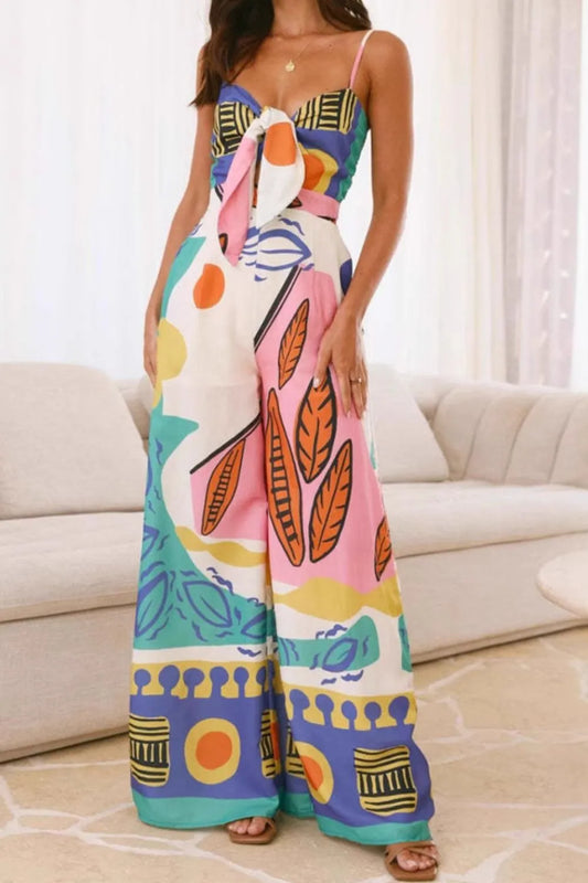 Printed Wide Leg Cami Jumpsuit - Roe Creation