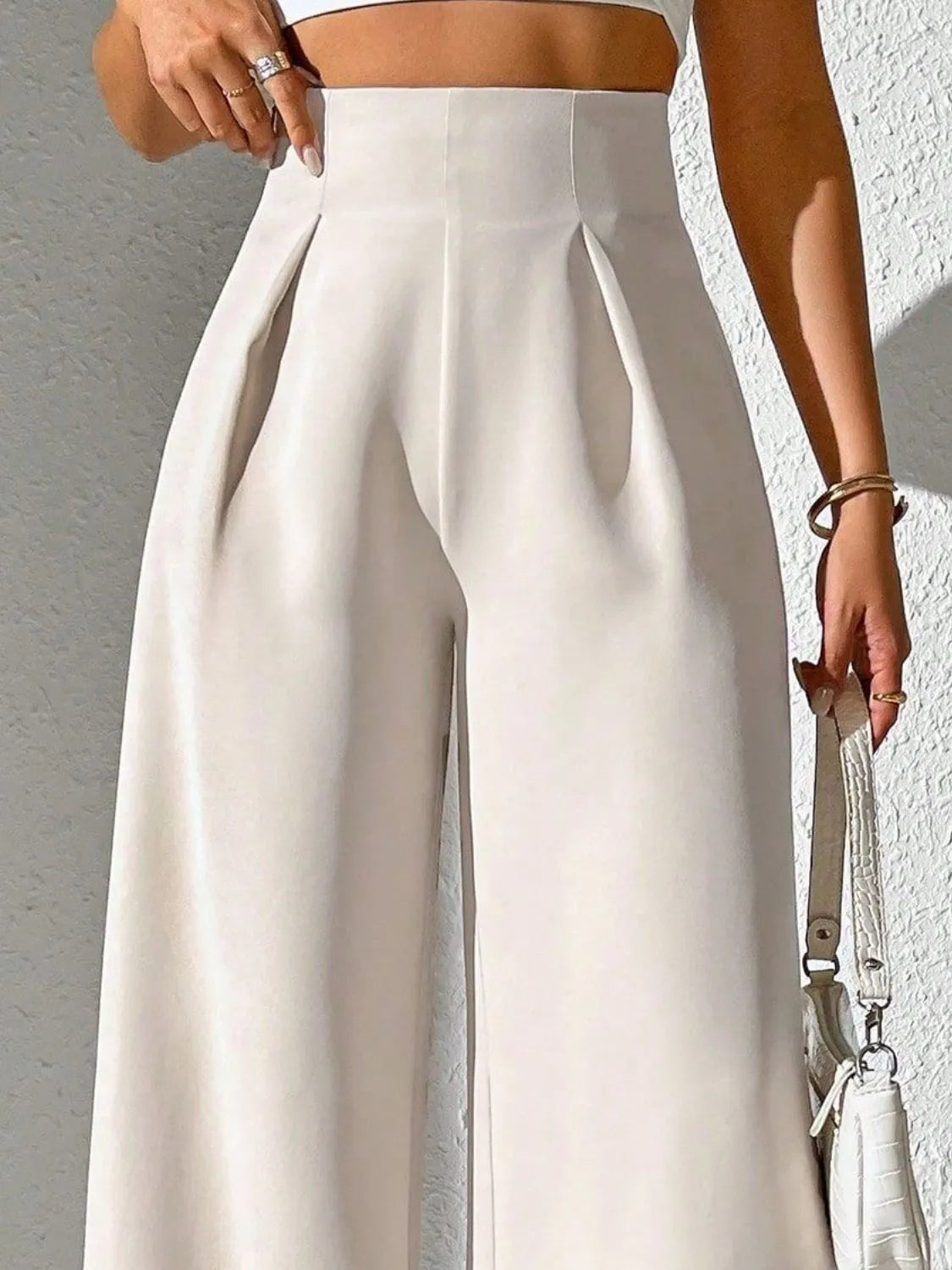 Wide Leg High Waist Pants - Roe Creation