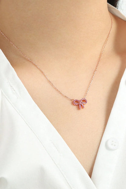 925 Sterling Silver Bow Necklace - Roe Creation