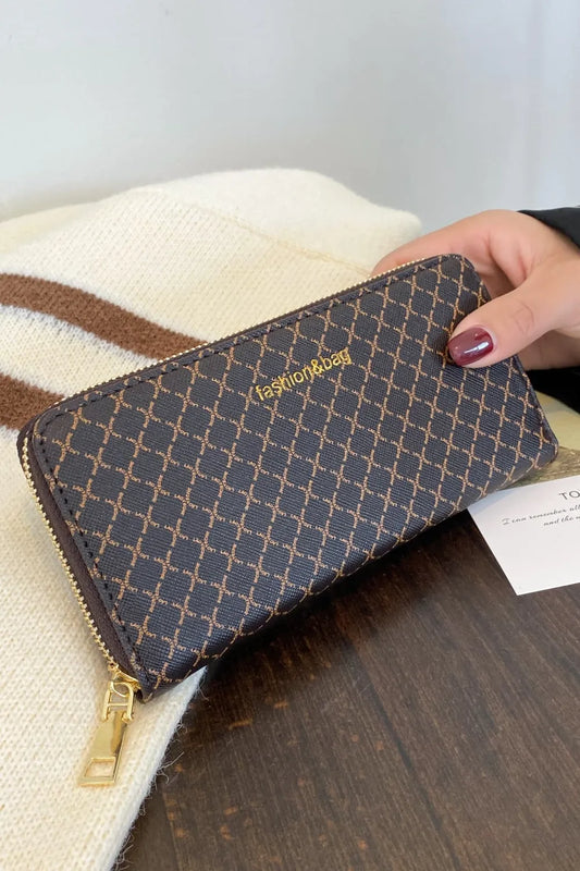 PU Leather Plaid Wallet - Roe Creation