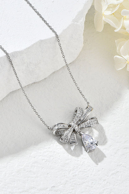 Teardrop Shape 925 Sterling Silver Zircon Pendant Necklace - Roe Creation
