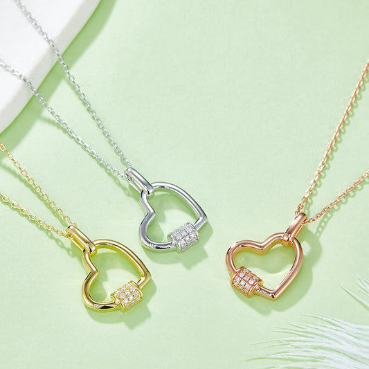 Moissanite 925 Sterling Silver Heart Shape Necklace - Roe Creation