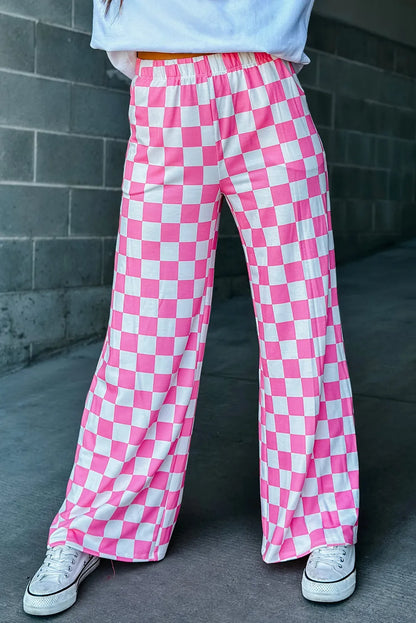 Checkered Wide Leg Pants - Roe Creation