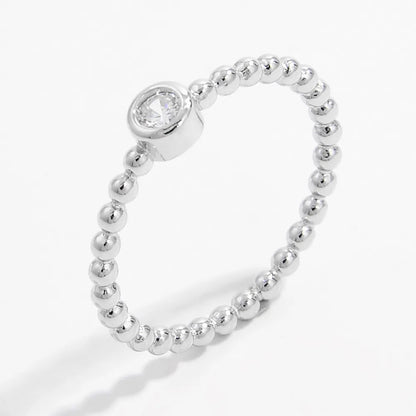 Zircon 925 Sterling Silver Bead Ring - Roe Creation