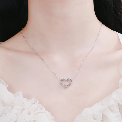 Moissanite 925 Sterling Silver Heart Shape Necklace - Roe Creation