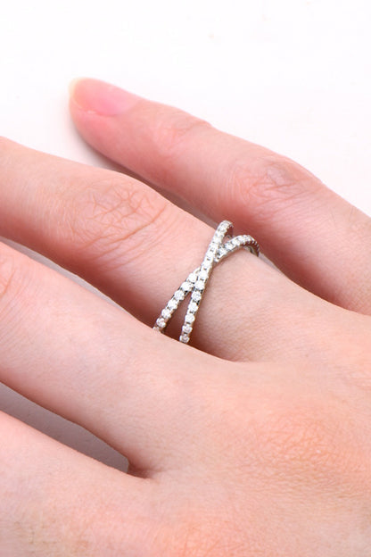 Moissanite 925 Sterling Silver Crisscross Ring - Roe Creation