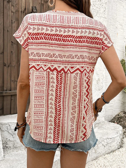 Boho Ethnic Short Sleeve Blouse - Roe Creation