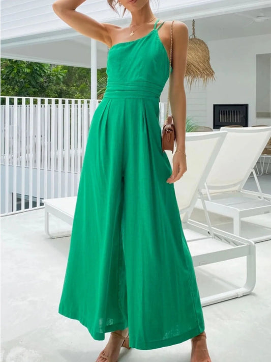 Single Shoulder Wide Leg Jumpsuit - Roe Creation
